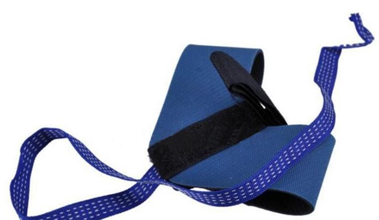 blue heel strap