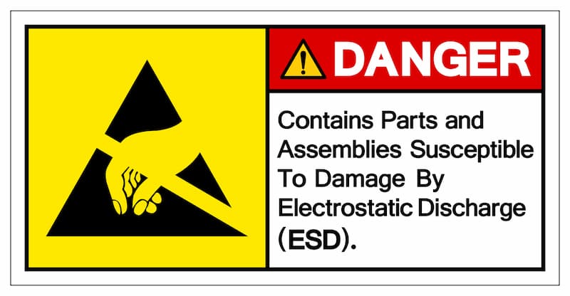 Safety sign against ESD