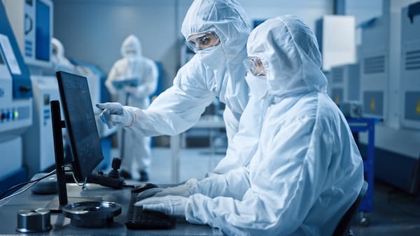 scientists working in clean room